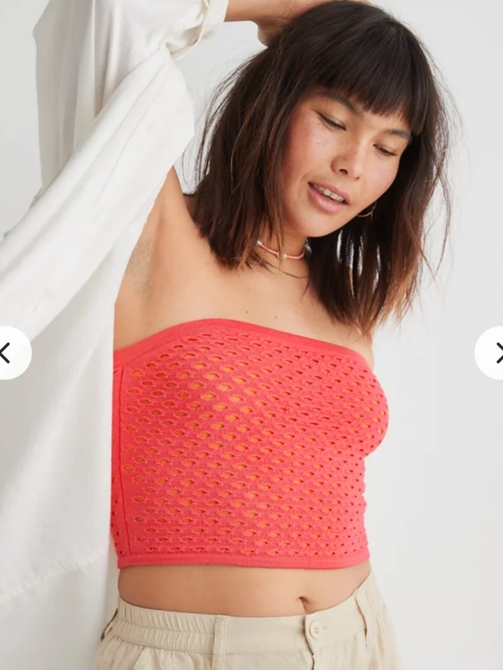 NWT Aerie Orange and Pink Crochet Sweater Tube Top size XL